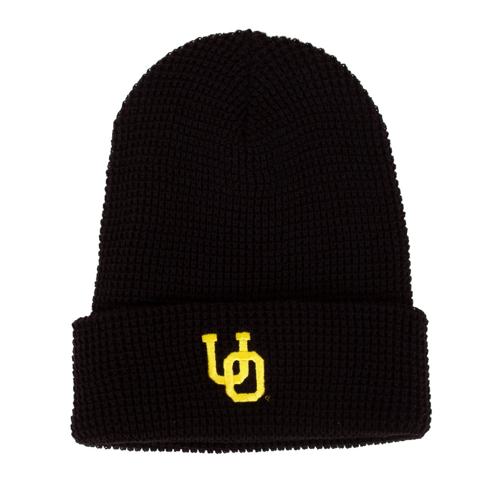 Interlocking UO, Richardson, Black, Beanie, Accessories, Unisex, Waffle Knit, Cuff, Hat, 957908